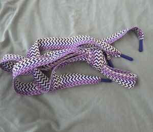 Purple and White Zigzag Shoelaces